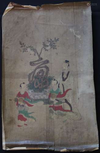 VINTAGE CHINESE PAINTING ON PARCHMENT