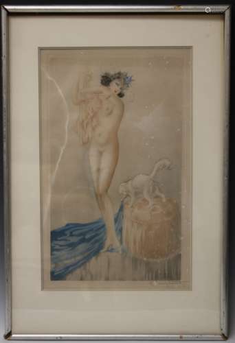 LOUIS ICART COLORED ENGRAVING, PENCIL SIGNED