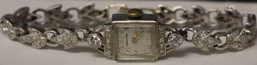 HAMILTON LADY'S DIAMOND 14KT WHITE GOLD WRISTWATCH