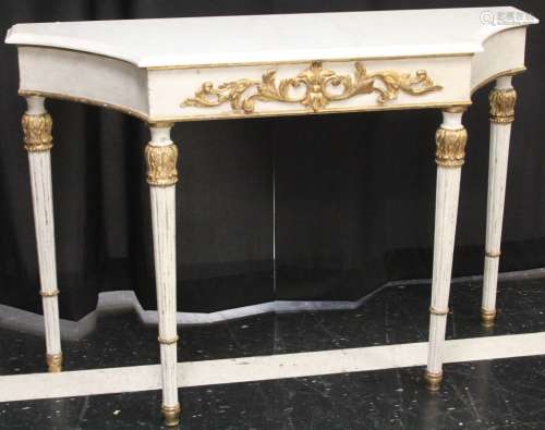FRENCH MARBLE TOP GESSO CONSOLE