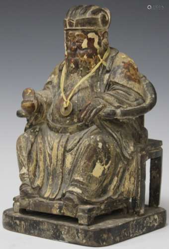 19TH CENTURY CHINESE CARVED GESSO COURT FIGURE