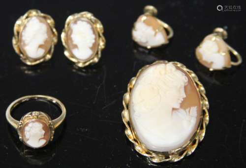 LOT OF VINTAGE 12KT G.F. CAMEO JEWELRY
