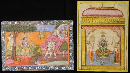 LOT OF (2) 17TH CENTURY INDIAN MINIATURE PAINTINGS