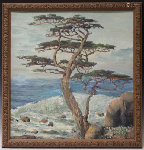 S.C. YUAN (1911-1974), SEASCAPE, OIL ON BOARD