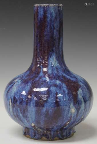 CHINESE FLAMBE POTTERY VASE, 12 1/2