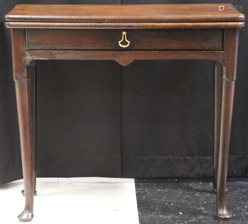 ENGLISH PERIOD MAHOGANY FLIP TOP TABLE, 18TH C.