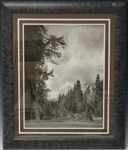 ANSEL ADAMS, LITHOGRAPH OF HALF DOME AND TREES
