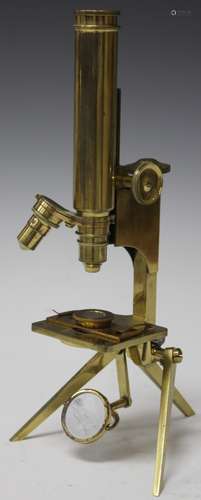 EARLY BRASS MICROSCOPE, LONDON