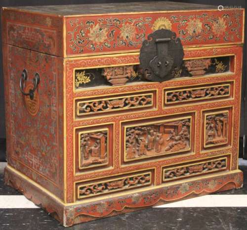 VINTAGE CHINESE PAINTED STORAGE CHEST