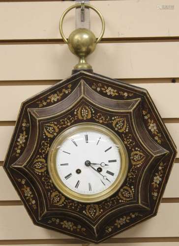 VICTORIAN PAINTINED TIN WALL CLOCK, 13