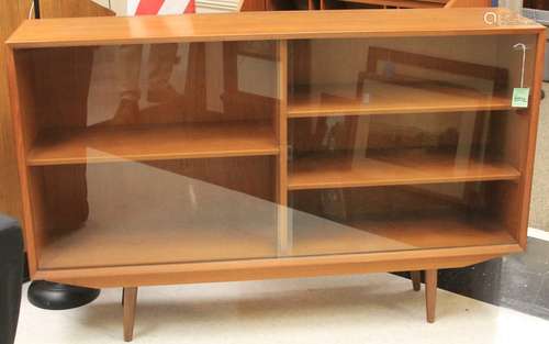 DANISH MID-CENTURY BOOKCASE W/ GLASS SLIDING DOORS