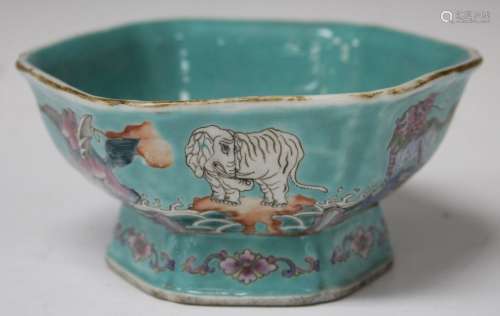 VINTAGE CHINESE PAINTED BOWL, 6 1/4