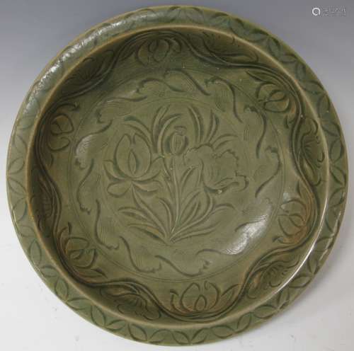 CHINESE CELADON SCULPTED BOWL, 10