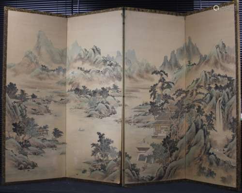 CHINESE VINTAGE FOUR PANEL SCREEN