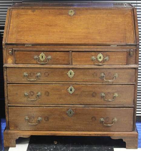 ENGLISH OAK 19TH CENTURY SLANT FRONT WRITING DESK