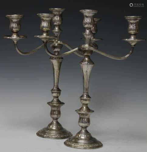 PAIR OF STERLING SILVER CANDELABRAS, 15