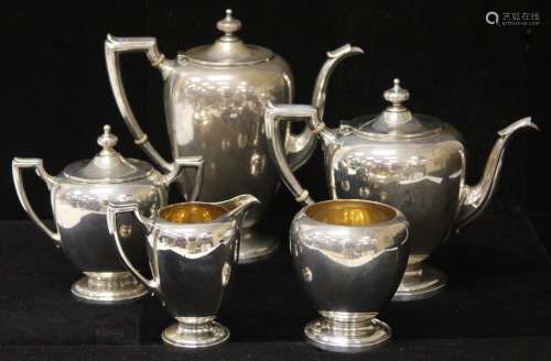 REED AND BARTON STERLING TEA SERVICE SET, 5 PC.