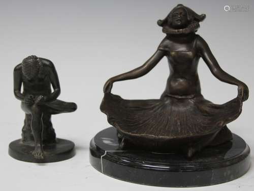 LOT OF (2) ART NOUVEAU BRONZE STATUES