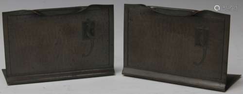ROYCROFT HAMMERED COPPER BOOKENDS