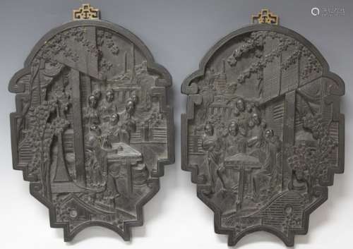 PAIR OF 19TH C. CHINESE CARVED ROSEWOOD PANELS