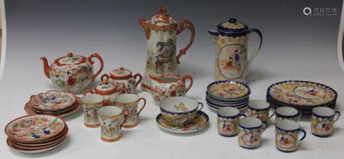 LOT OF (2) JAPANESE PAINTED TEA SETS, (35) PC.