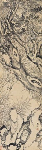 张敔（1734～1803） 桂荫竹石 立轴 水墨纸本
