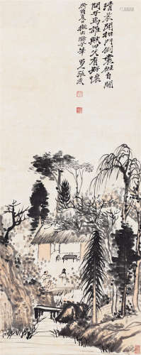 张大千（1899～1983） 1933年作 拟石涛山水 立轴 设色纸本