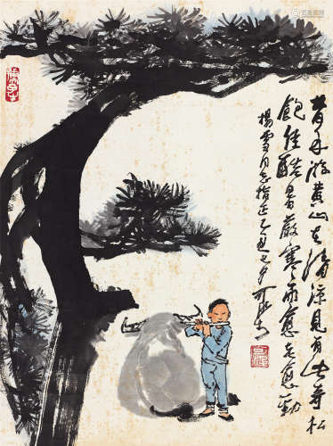 李可染（1907～1989） 1985年作 牧牛图 立轴 设色纸本