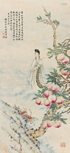 梅兰芳（1894～1961） 献寿图 立轴 设色纸本