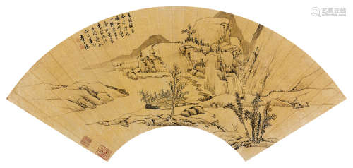 査士标（1615～1698） 溪山草堂 扇面 水墨泥金笺