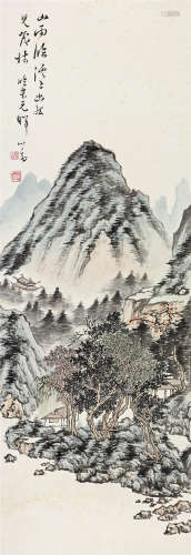 溥儒（1896～1963） 山雨临澐 立轴 设色纸本