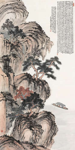 姚华（1876～1930） 1924年作 赤壁泛舟 立轴 设色纸本