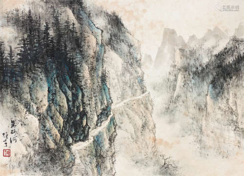 黎雄才（1910～2001） 朱砂河 镜心 设色纸本