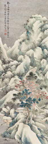 祁大夔（1921～1982） 1943年作 溪山暮雪图 立轴 设色纸本