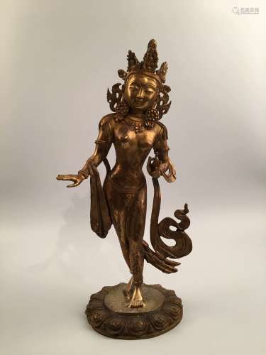 Chinese Gilt Bronze Figure of Green Tara