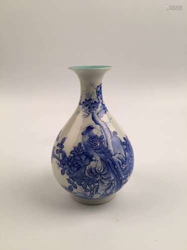 Chinese Blue and White Porcelain Vase with Phoenix