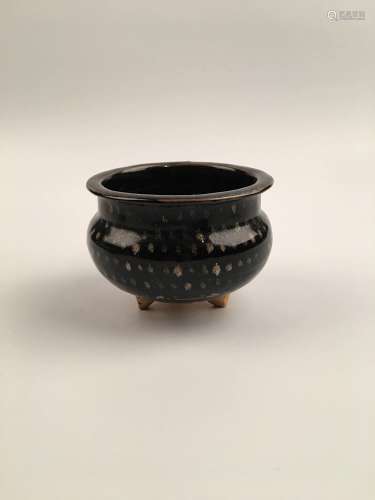 Chinese Black Glazed Porcelain Censer