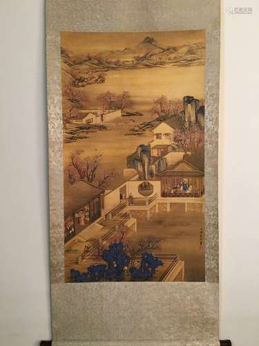 Chinese Qing Watercolor Painting by Mei Chen