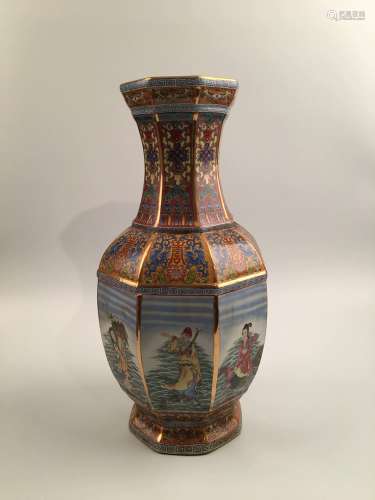 Chinese Famille Rose Immortal Vase