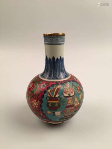 Chinese Blue Cloisonne Vase