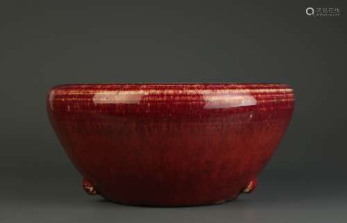 19th C. Chinese Blood-Red Glazed Porcelain Washer
