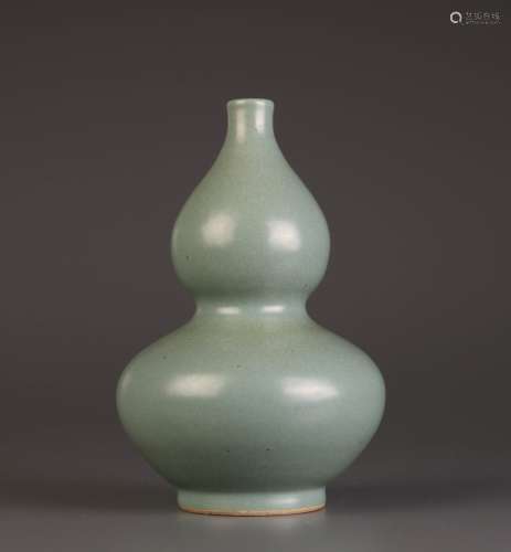 Late 19/20th C. Celadon Green Glazed Gourd Vase