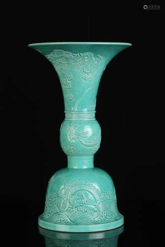 Chinese Green Glazed Porcelain GU Vase