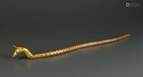 Tibetan Gilt Bronze Scepter