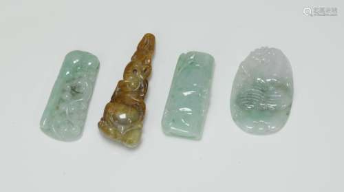4 Pieces of Chinese Carved Jadeite Pendant