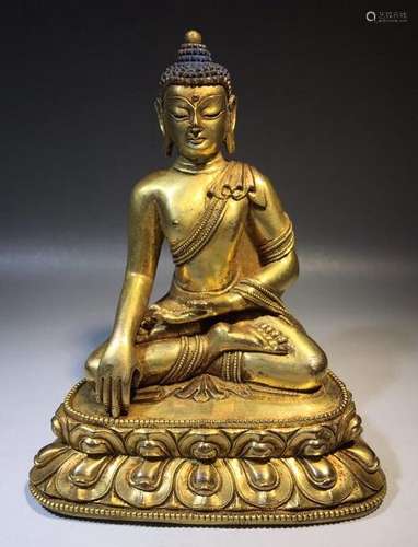 Chinese Gilt Bronze Seating Buddha