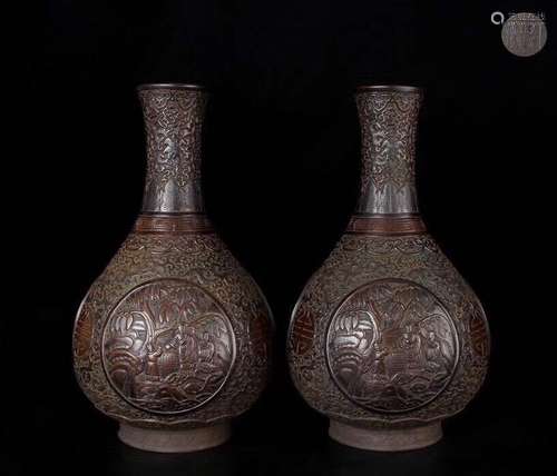 Pair of Chinese Bronze Vase, Marked