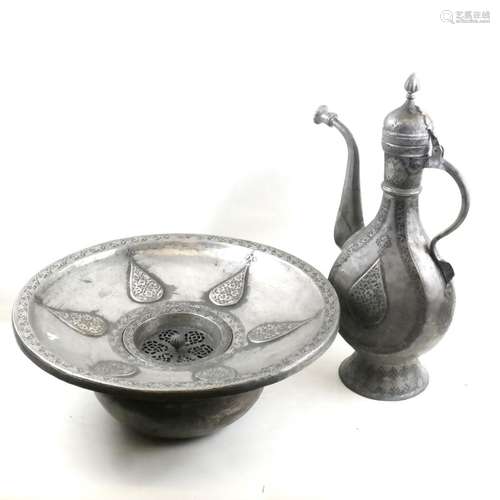 Antique Islamic Ewer and Incised Bowl