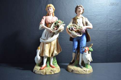 Pair of European Porcelain Girl&Boy