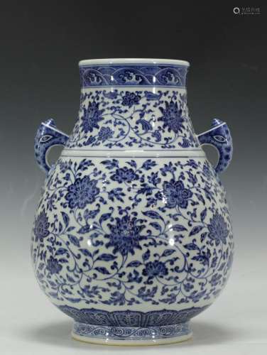 Chinese Blue/White Porcelain Squat Vase